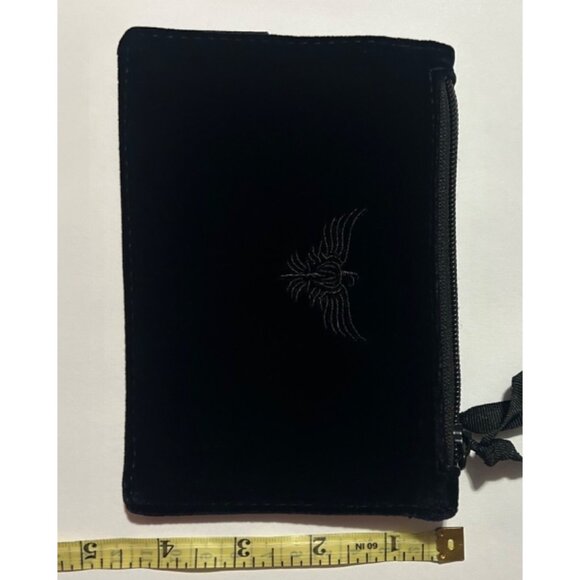 Apatchy London Small Black Velvet Coin Purse With Embroidered Logo & Zipper Clos - Picture 6 of 8